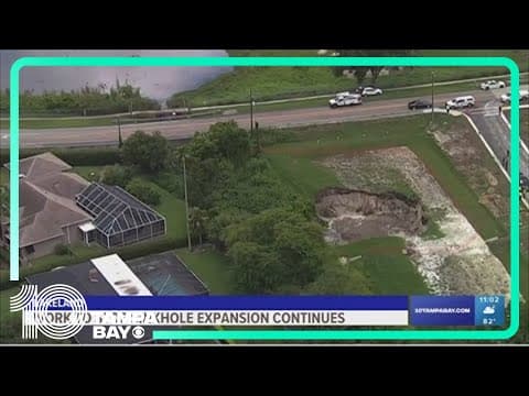 Crews work to fill 75-foot-wide sinkhole in Lakeland