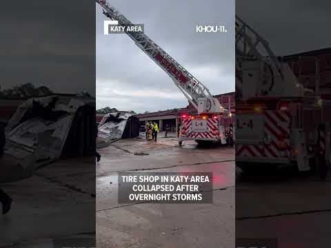 Houston storms caused damage across the area. This is video of a tire shop that collapsed. #shorts