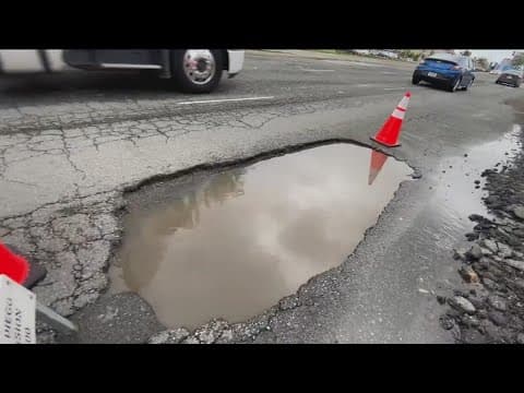Potholes continue popping up as storms roll through San Diego