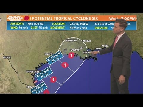 Monday 5am Tropical Update: Hurricane expected to make landfall in Louisiana by Wednesday