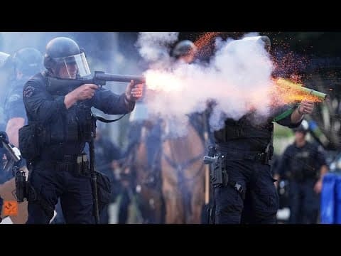 National guardsmen deployed in Los Angeles amid protests over immigration raids