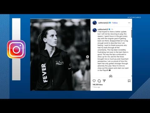 Fever's Caitlin Clark announces she will miss rest of 2025 WNBA season, including potential playoffs