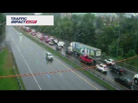 Traffic slowdown on I-495 inner loop in Bethesda because of jackknifed tractor trailer