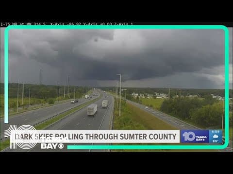 Dark clouds seen from tornado-warned storm in Sumter County, Florida