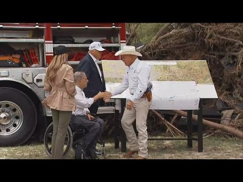 Trump tours Texas flood sites and defends officials amid mounting questions about response