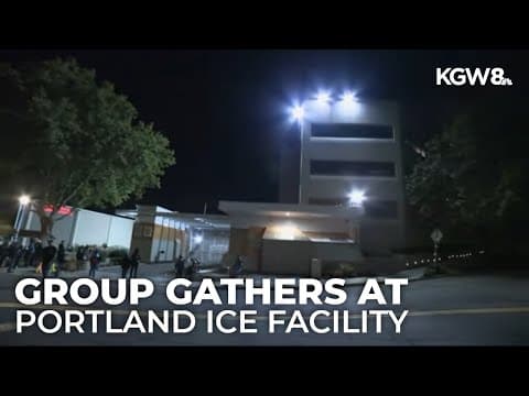 Group of about 100 gathers outside Portland ICE facility Saturday night as helicopters fly overhead
