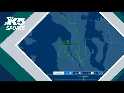 Pilot draws Mariners trident in sky over Seattle