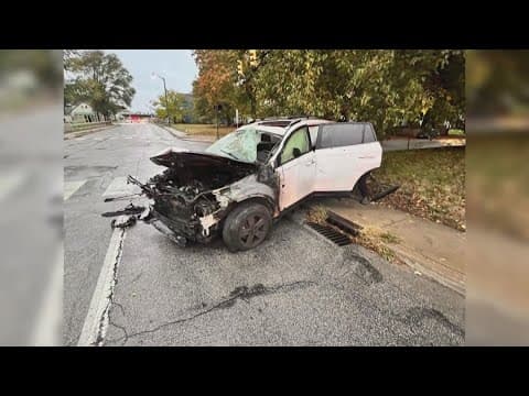 Indianapolis family escapes before car bursts into flames after hit-and-run crash