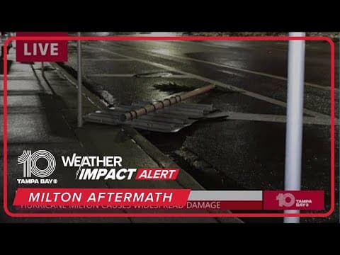 Damages, debris and outages in Downtown Tampa from Milton