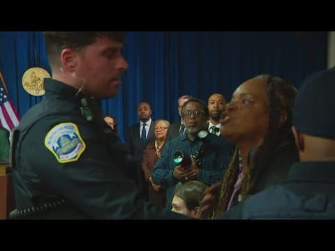 Mother of Karon Hylton-Brown confronts Mayor Bowser during budget press conference