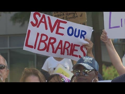 Community rallies to support librarians fired by Houston ISD outside district headquarters