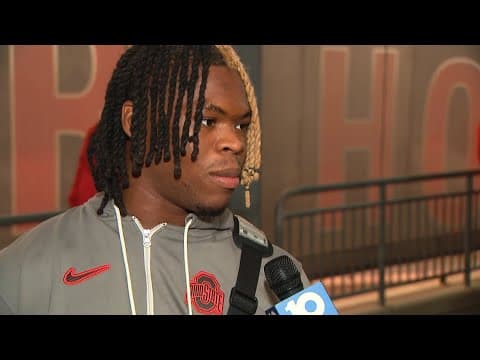 Ohio State RB Quinshon Judkins speaks after scoring 2 touchdowns against Western Michigan