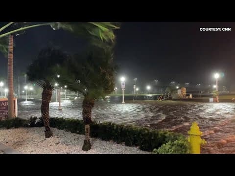 Hurricane Milton: Significant flooding seen in the streets of Fort Myers, Florida