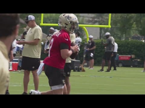 Saints practice indoors for day 6 of camp