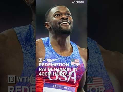 Redemption for Rai Benjamin as he wins gold in 400-meter hurdles at Paris Olympics | Via: AP