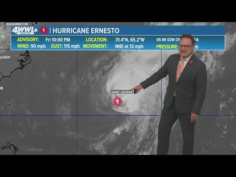 Friday 10PM Tropical Update: Hurricane Ernesto weakening