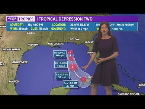 Depression in the Gulf, but hot and mainly dry weekend weather