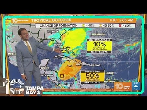 Tracking the Tropics: Tracking two disturbances in the Gulf, Caribbean | 5 a.m. Thursday