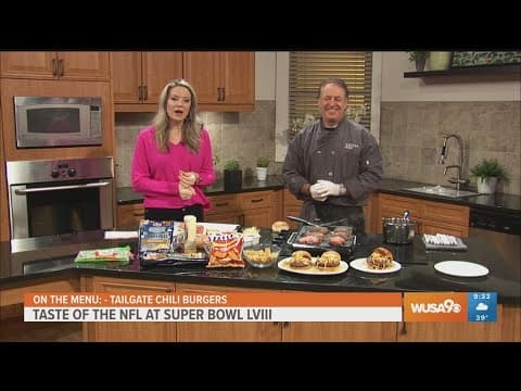 Get your Super Bowl party ready with these tailgate chili burgers from Chef Mark Bucher