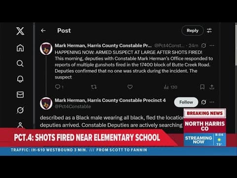 Armed suspect on the run after shots fired near elementary school, Pct. 4 says