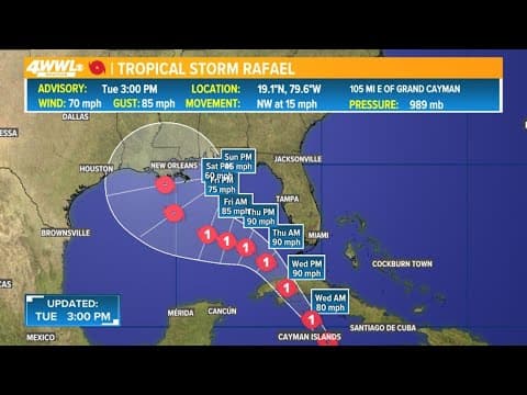 Tropical Storm Rafael strengthens in the Caribbean
