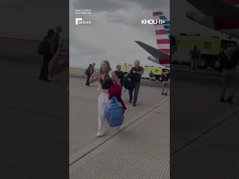 Passengers were evacuated from a plane at the Denver airport after a problem with a tire