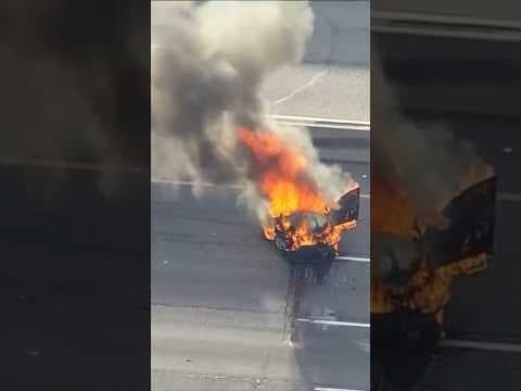 Car on fire on Denver interstate