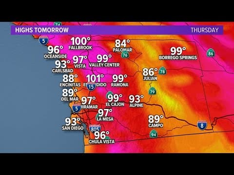 Heat wave holds strong through tomorrow with cooler temps and showers by the weekend