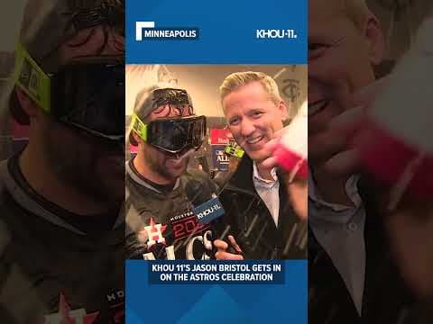'I can't see, Jason' | Watch Jason Bristol get doused with champagne during Astros celebration