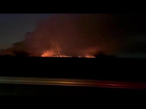 Fire burns along Alligator Alley in Broward County