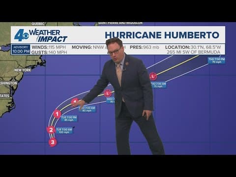 Monday 10 PM Tropical Update: Humberto weaking, Imelda following behind