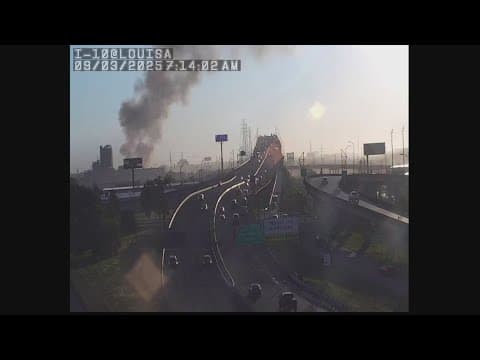 Smoke from structure fire backing up Highrise traffic in New Orleans
