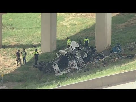 Car goes off highway overpass in North Texas crash, causing traffic backup, officials say