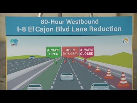 Major I-8 construction in El Cajon starts Jan 5, closing multiple westbound lanes