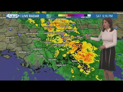 Heavy rain prompts street flooding around New Orleans, rain set to end Saturday night
