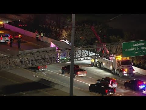 Overturned semi causing big backup on North Beltway WB near Veterans Memorial