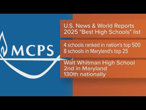 All 25 Montgomery Co. high school ranked in US News and World Report's best high school list
