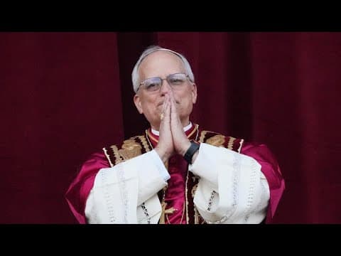 Pope Leo XIV makes first public appearance after election