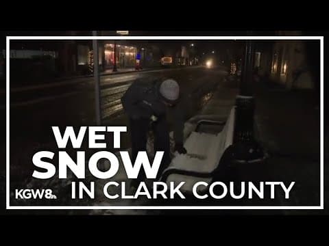 Clark County sees some wet snow stick to the ground