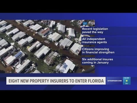 Eight property and casualty insurers will be entering the Florida market