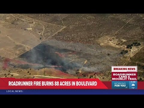 Vegetation Fire spreads quickly in southeast San Diego County | Roadrunner Fire