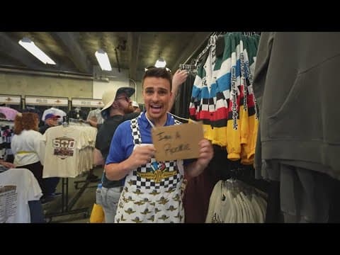 Checking out the merch tent at this year's Indy 500