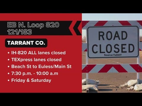 North Texas road closures: Loop 820 shutdowns you need to know
