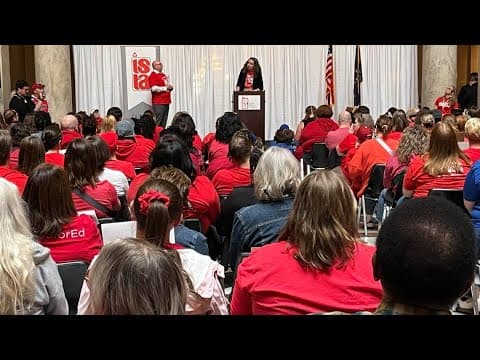 Teachers fill Indiana Statehouse to demand change as controversial bill nears passage