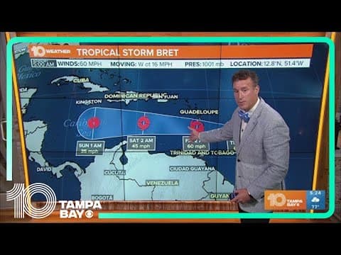 Tracking the Tropics: Tropical Storm Bret gets a little stronger | 5 a.m. Wednesday