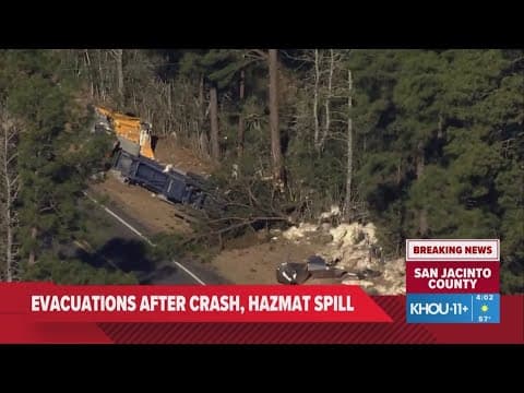 Cleanup of sulfur dioxide spill continues in San Jacinto County after deadly big rig crash
