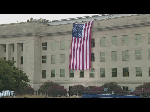 Flag unfurled at Pentagon in remembrance of 9/11 terror attacks