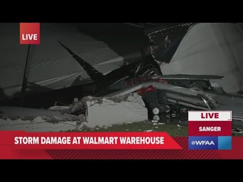 Severe storms damage Walmart distribution center, warehouses in Sanger