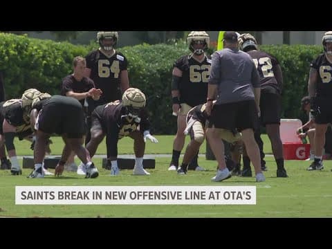 Saints break in new offensive line at OTA's