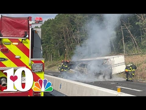 Eastbound I-640 shut down in Knoxville after vehicle fire, flipped semi-truck